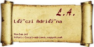Lóczi Adriána névjegykártya